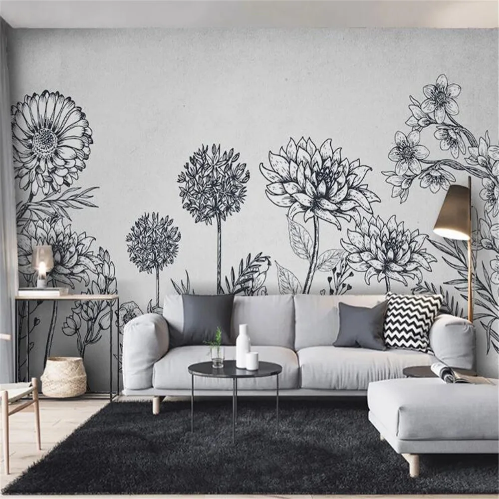 Milofi custom 3D vinyl photo wallpaper mural Nordic minimalist hand-painted gray and white flowers personalized background wall
Milofi custom 3D vinyl photo wallpaper mural Nordic minimalist hand-painted gray and white flowers personalized background wall