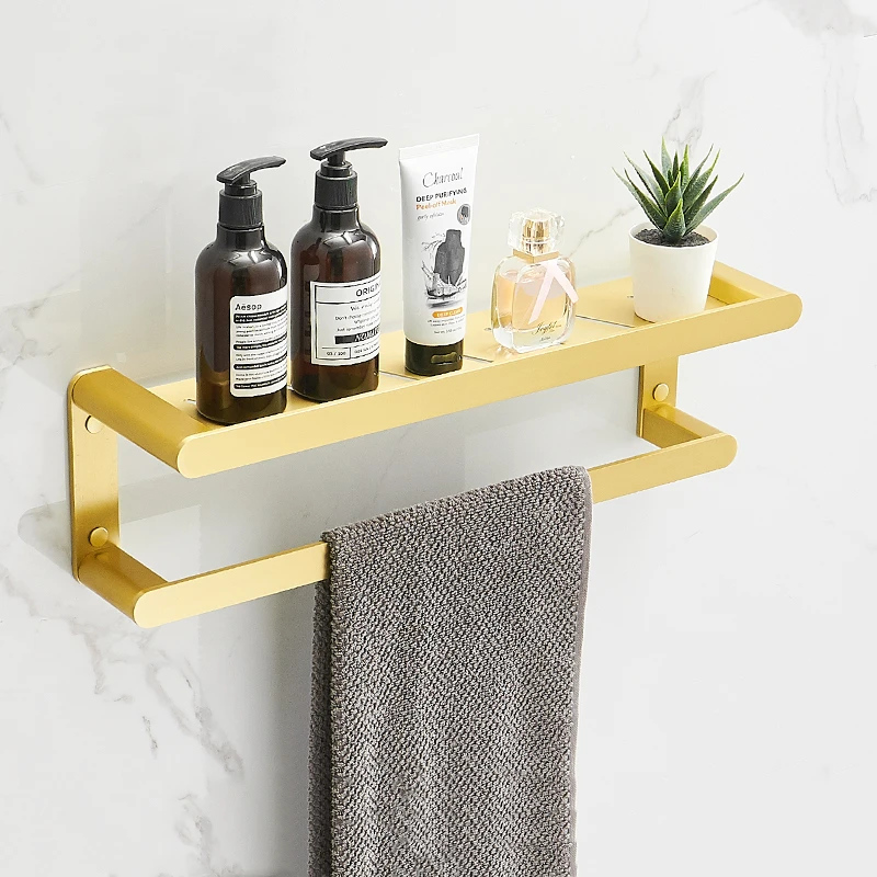 Brushed Gold Bathroom Rack Wall Mount No Drilling Bathroom Shelf Aluminum Towel Rack Lotion Bottle Holder Bathroom Organization
Brushed Gold Bathroom Rack Wall Mount No Drilling Bathroom Shelf Aluminum Towel Rack Lotion Bottle Holder Bathroom Organization