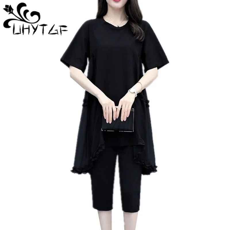 UHYTGF Casual Black Two Piece Set Women 2022 Summer Suit Short sleeve Long Tops And Pants Fashion Big size 2 Piece Set 1111
UHYTGF Casual Black Two Piece Set Women 2022 Summer Suit Short sleeve Long Tops And Pants Fashion Big size 2 Piece Set 1111