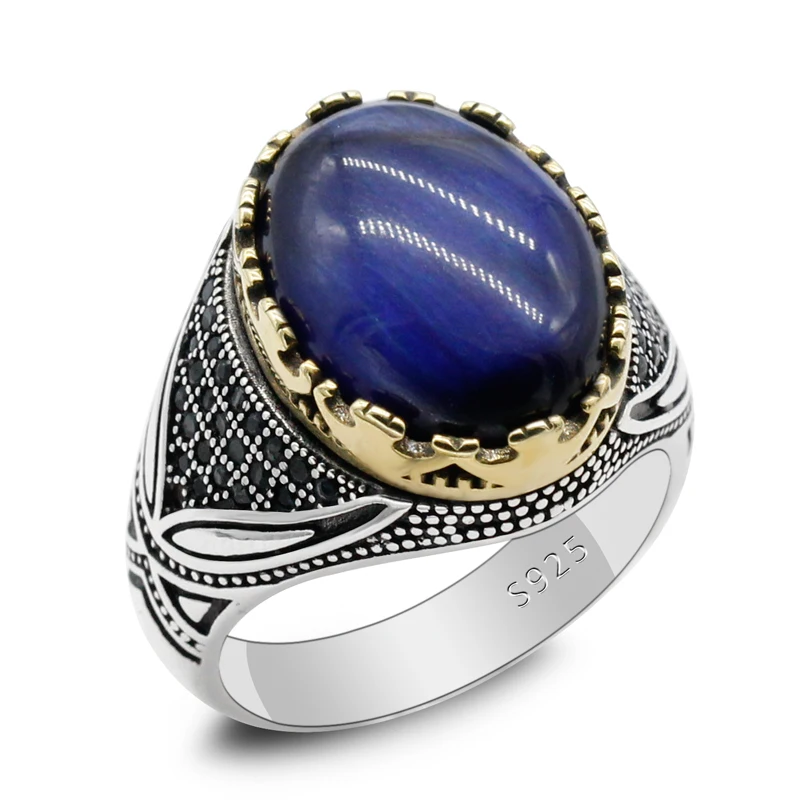 New Natural Blue Tiger Eye Stone Ring Sterling Silver 925 Turkish Men and Women Handmade Trend Design Punk Exquisite Jewelry
New Natural Blue Tiger Eye Stone Ring Sterling Silver 925 Turkish Men and Women Handmade Trend Design Punk Exquisite Jewelry