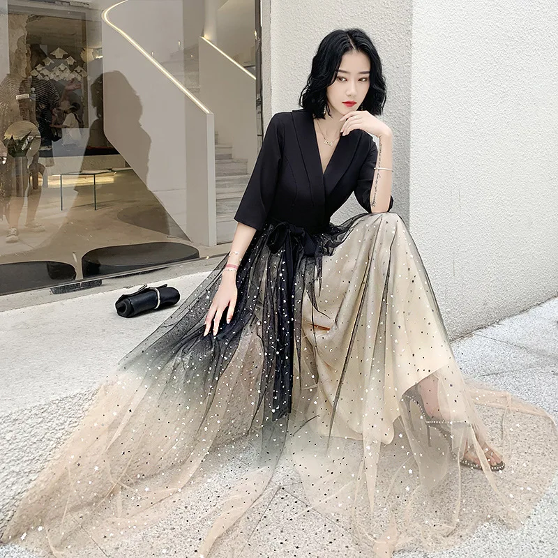 Black Fantasy Starry Gradient Female Qiapo Temperament Cheongsam Elegant Evening Party Dress Banquet Robe De Soiree Vestidos
Black Fantasy Starry Gradient Female Qiapo Temperament Cheongsam Elegant Evening Party Dress Banquet Robe De Soiree Vestidos