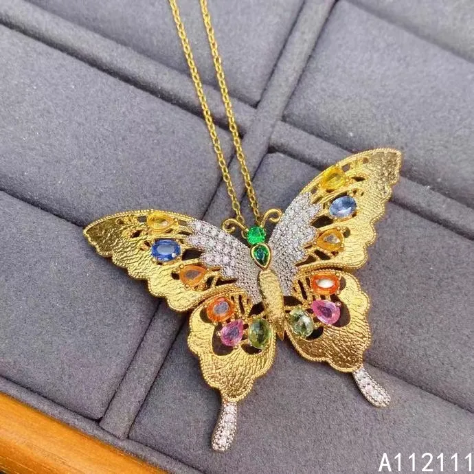 Fine Jewelry 925 Sterling Silver Inset With Natural Gem Women's Elegant Butterfly Two Wear Color Sapphire Pendant Necklace Suppo
Fine Jewelry 925 Sterling Silver Inset With Natural Gem Women's Elegant Butterfly Two Wear Color Sapphire Pendant Necklace Suppo