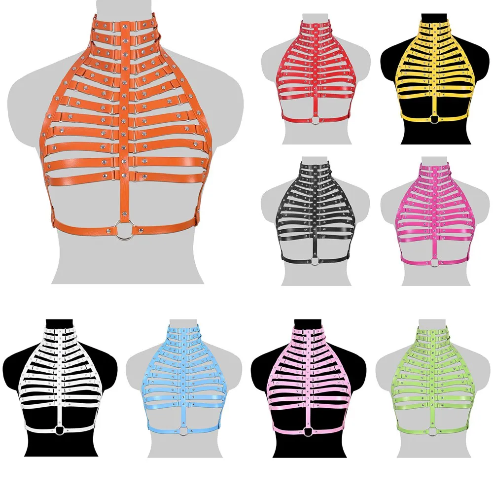 Sexy Harness For Women's Leather Cupless Bra Hollow Top Accessories Punk Gothic Adjustable Size Carnival Rave Wear Costume
Sexy Harness For Women's Leather Cupless Bra Hollow Top Accessories Punk Gothic Adjustable Size Carnival Rave Wear Costume