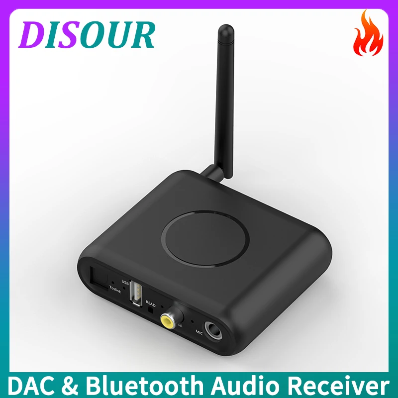 DISOUR DAC BT 5.0 Audio Receiver Optical Fiber Coaxial AUX 3.5mm RCA USB U Disk Digital To Analog Converter With Remote Control
DISOUR DAC BT 5.0 Audio Receiver Optical Fiber Coaxial AUX 3.5mm RCA USB U Disk Digital To Analog Converter With Remote Control