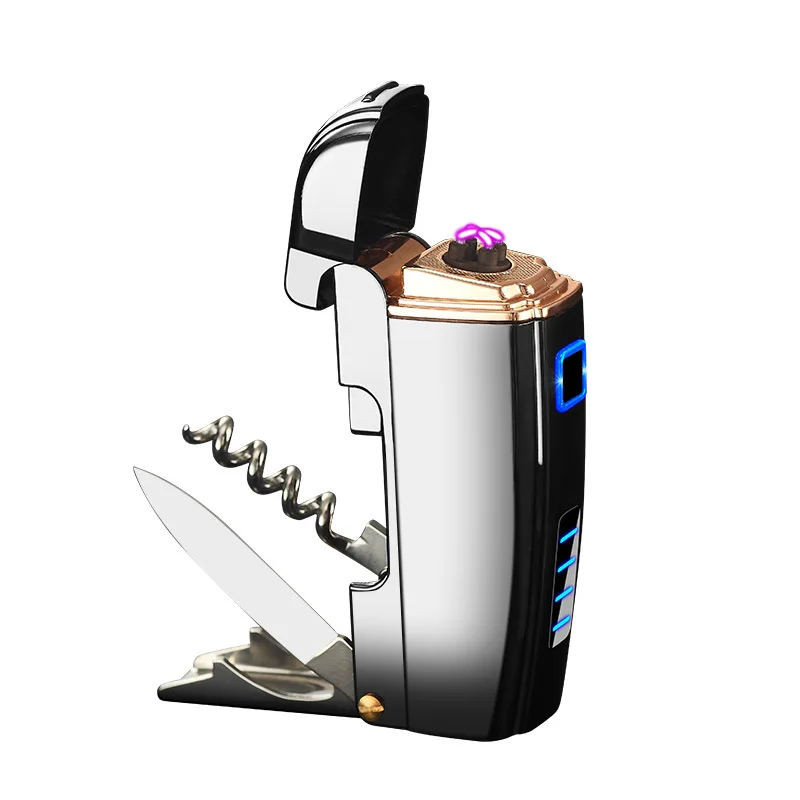 Multi-function Electronic Lighter With Knife Double Arc Plasma USB Cigar Lighter Creative Outdoor Wine Opener Lighter
Multi-function Electronic Lighter With Knife Double Arc Plasma USB Cigar Lighter Creative Outdoor Wine Opener Lighter