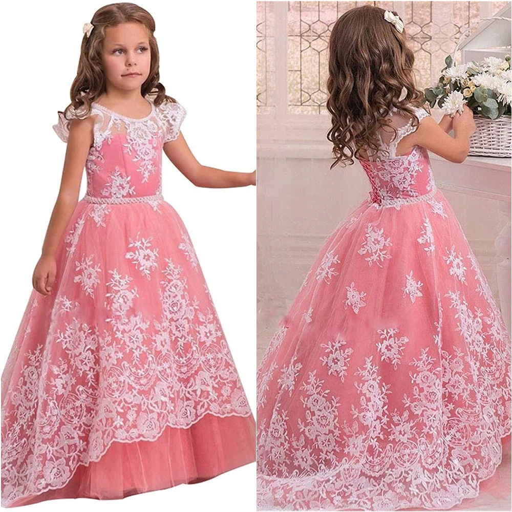 Lace Applique Kids Formal Wear Baby Children Party Dress Girls Pageant Birthday Christmas O-Neck Custom Flower Girls Dresses
Lace Applique Kids Formal Wear Baby Children Party Dress Girls Pageant Birthday Christmas O-Neck Custom Flower Girls Dresses