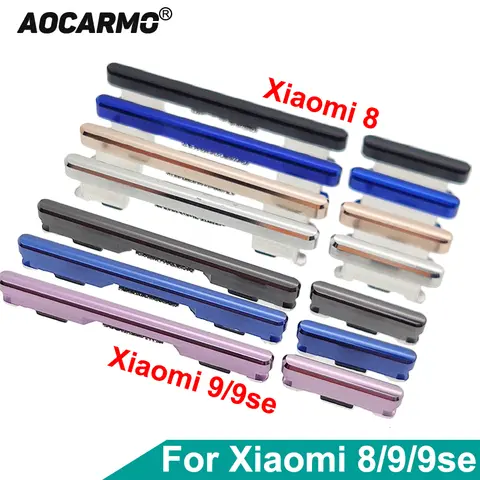 Aocarmo Per Xiaomi 8/9 Mi8 Mi9 Mi9 Accensione/Spegnimento Volume Up Down Interruttore Bottoni Laterali Tasto Parte di Ricambio