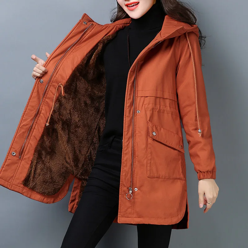 Plus size Hooded Parkas Winter Women's Plus velvet Thick cotton Jacket Warm Loose Female Long Outwear Slim Casual Woman Overcoat
Plus size Hooded Parkas Winter Women's Plus velvet Thick cotton Jacket Warm Loose Female Long Outwear Slim Casual Woman Overcoat