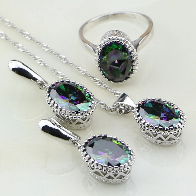 Crown Mystic Rainbow Cubic Zirconia 925 Sterling Silver Bridal Jewelry Sets For Women Wedding Necklace/Earring/Pendant/Ring
Crown Mystic Rainbow Cubic Zirconia 925 Sterling Silver Bridal Jewelry Sets For Women Wedding Necklace/Earring/Pendant/Ring