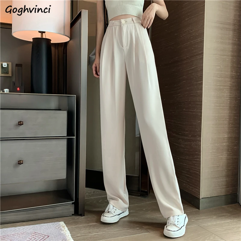Women Casual Suit Pants Solid High Waist Slim All-match Full-length Trousers Quality Thin Button Streetwear Ulzzang Simple
Women Casual Suit Pants Solid High Waist Slim All-match Full-length Trousers Quality Thin Button Streetwear Ulzzang Simple