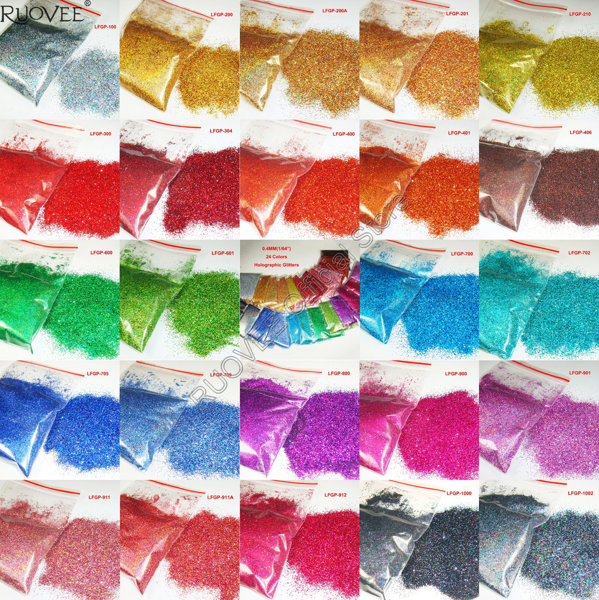 24COLORS 1/64"(0.4MM) Holographic Laser Colors Fine Nail Glitter Powder for Makeup Nail Art DIY Facepainting Craft 50Gram
24COLORS 1/64"(0.4MM) Holographic Laser Colors Fine Nail Glitter Powder for Makeup Nail Art DIY Facepainting Craft 50Gram