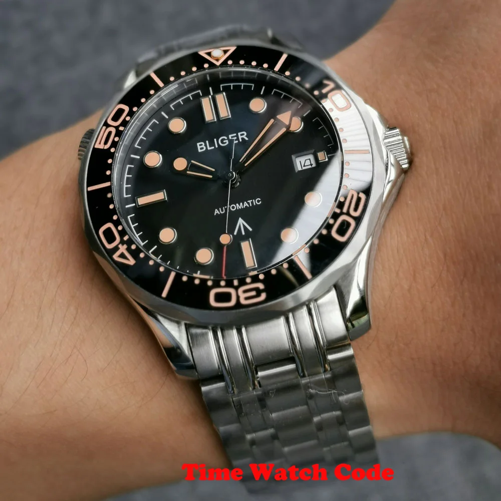 NH35/Miyota8215 Sapphire Men's Automatic Watch Black Dial Date Window Green Lume Ceramic Rotating Bezel 316L Bracelet
NH35/Miyota8215 Sapphire Men's Automatic Watch Black Dial Date Window Green Lume Ceramic Rotating Bezel 316L Bracelet