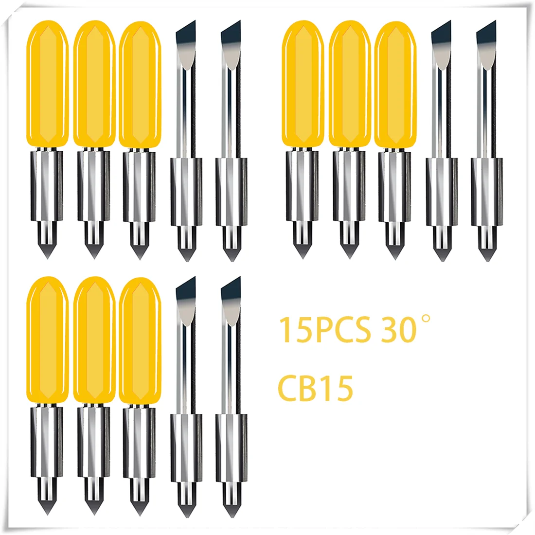 15pcs CB15 30 Degree Plotter Blade Vinyl Cutter Replaceable Knife for Graphtec Silhouette Cameo C1 C2 C3 Portrait Tungsten Steel
15pcs CB15 30 Degree Plotter Blade Vinyl Cutter Replaceable Knife for Graphtec Silhouette Cameo C1 C2 C3 Portrait Tungsten Steel