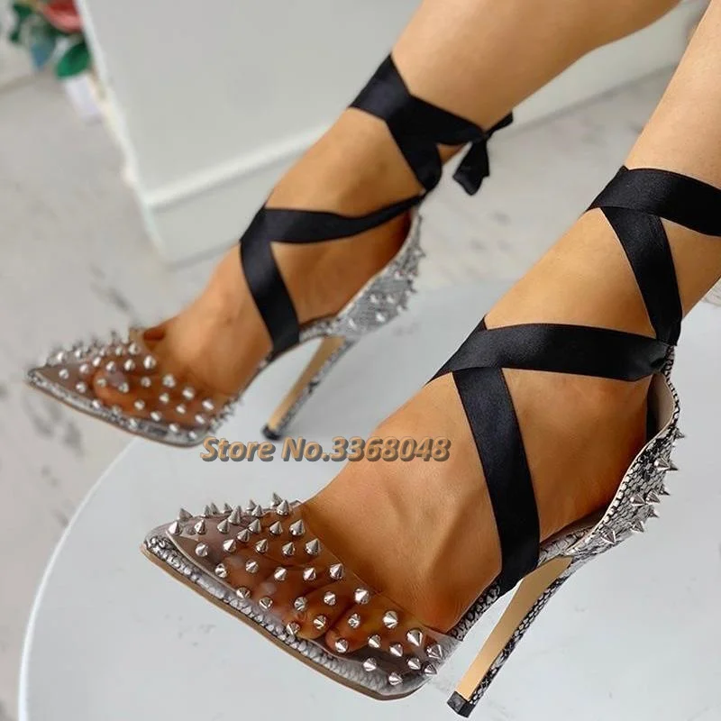 Rivet Transparent Pointed Toe Thin Heels Ankle Strap Cross Tied Dress Women Pumps Thin High Heeled Women Dress Shoes
Rivet Transparent Pointed Toe Thin Heels Ankle Strap Cross Tied Dress Women Pumps Thin High Heeled Women Dress Shoes