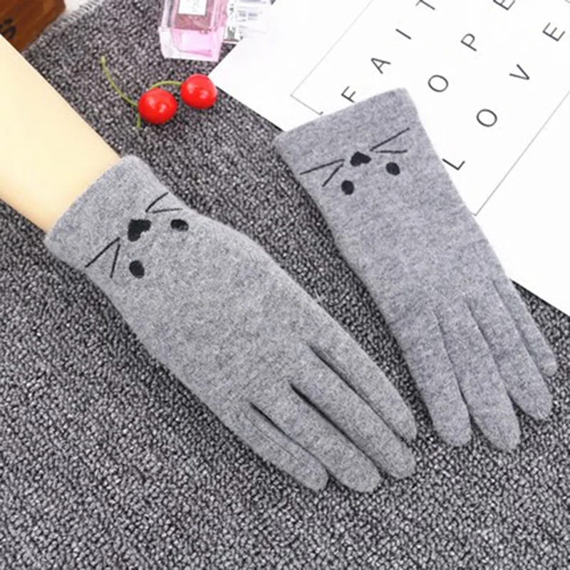 Women Winter Warm Thin Wool Touch Screen Driving Glove Female Cute Cat Embroidery Full Finger Elastic Nonslip Cycling Mitten E14
Women Winter Warm Thin Wool Touch Screen Driving Glove Female Cute Cat Embroidery Full Finger Elastic Nonslip Cycling Mitten E14