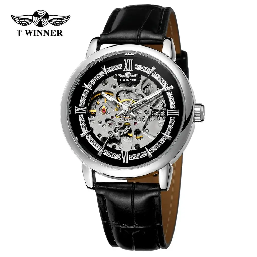 T-WINNER Fashion casual men's watch luxury creative hollow design silver case black leather strap automatic mechanical watch
T-WINNER Fashion casual men's watch luxury creative hollow design silver case black leather strap automatic mechanical watch
