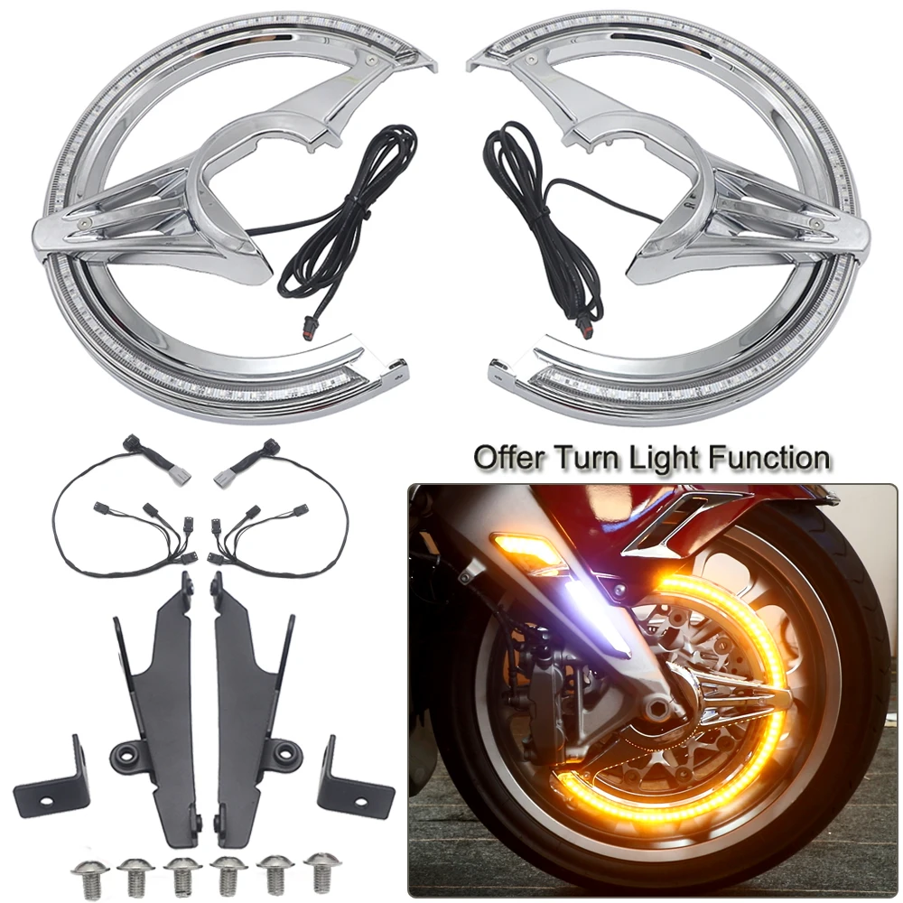 Motorcycle Accessories Brake Disc Rotors Covers With Orange LED Flash and Turn Light For Honda GL1800 Goldwing 2018 2019 2020
Motorcycle Accessories Brake Disc Rotors Covers With Orange LED Flash and Turn Light For Honda GL1800 Goldwing 2018 2019 2020