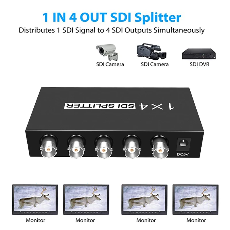 HD 1 в 4 Выход SDI разветвитель удлинитель адаптер Поддержка HD-SDI, SD-SDI и 3G-SDI сигнала для проектора монитор SDI Камера
HD 1 в 4 Выход SDI разветвитель удлинитель адаптер Поддержка HD-SDI, SD-SDI и 3G-SDI сигнала для проектора монитор SDI Камера