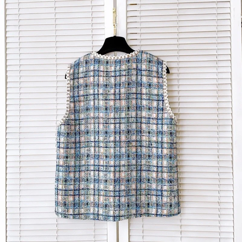 Fashion Brand Elegant Ladies Tweed Vest Vintage O Neck Knitted Plaid Jacket Women Sleeveless Diamond Single Breasted Waistcoat
Fashion Brand Elegant Ladies Tweed Vest Vintage O Neck Knitted Plaid Jacket Women Sleeveless Diamond Single Breasted Waistcoat