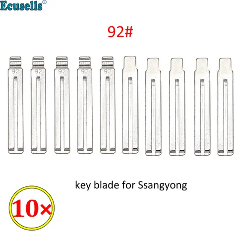 10Pcs/Lot #92 Metal Flip Blank Key Blade for Ssangyong Korando New Actyon C200 S170 ACTYON KYRON REXTON Switchblade Uncut
