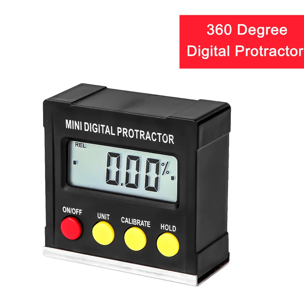 360 Degree Mini Digital Protractor Inclinometer Electronic Level Box Angle Protractor Ruler Magnetic Base Measuring Tools
360 Degree Mini Digital Protractor Inclinometer Electronic Level Box Angle Protractor Ruler Magnetic Base Measuring Tools