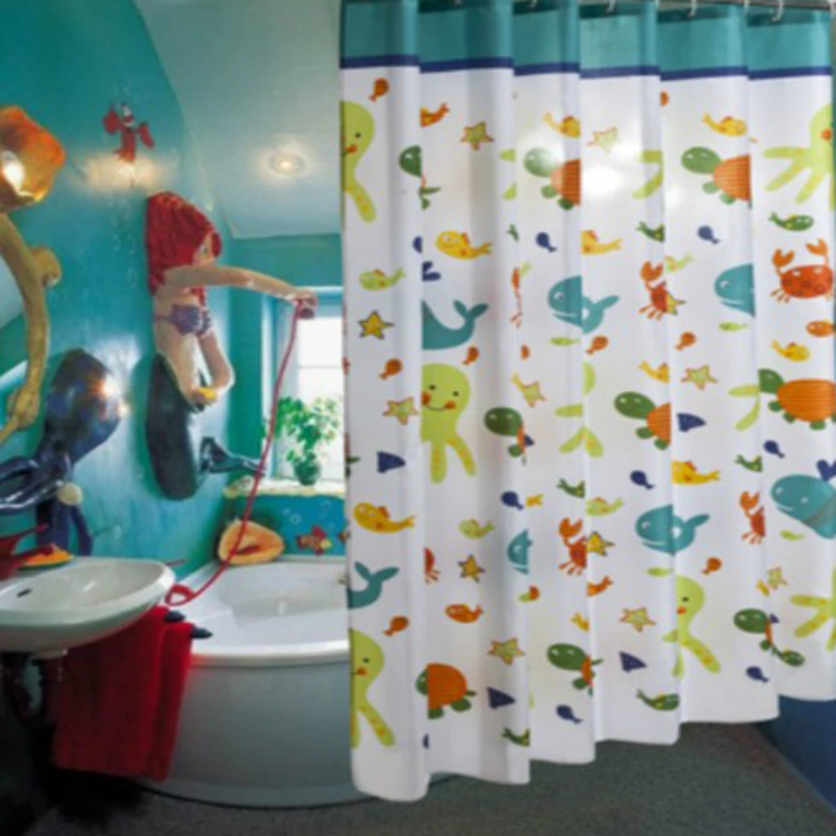 Kawaii Cartoon Kid Children Printing Shower Curtain Waterproof Mold Proof Bathroom with Hook Home Decor Multicolor Marine Animal
Kawaii Cartoon Kid Children Printing Shower Curtain Waterproof Mold Proof Bathroom with Hook Home Decor Multicolor Marine Animal