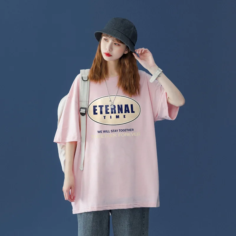 Woman's Oversize T-Shirt Summer Cotton Short-Sleeved Round Neck Pullover Letter Printing Casual Loose Trend Female Top
Woman's Oversize T-Shirt Summer Cotton Short-Sleeved Round Neck Pullover Letter Printing Casual Loose Trend Female Top