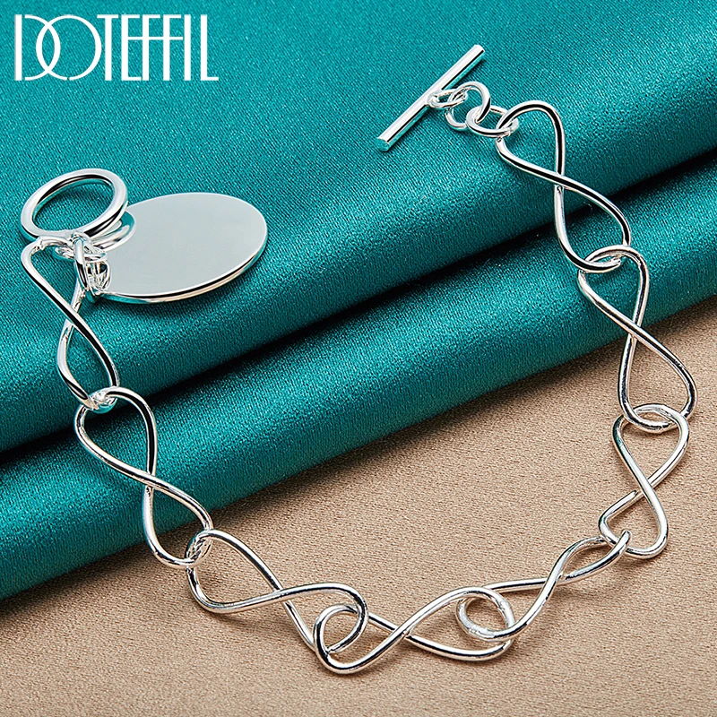 DOTEFFIL 925 Sterling Silver Round 925 Stamp Pendant Bracelet Chain For Woman Charm Wedding Engagement Party Fashion Jewelry
DOTEFFIL 925 Sterling Silver Round 925 Stamp Pendant Bracelet Chain For Woman Charm Wedding Engagement Party Fashion Jewelry