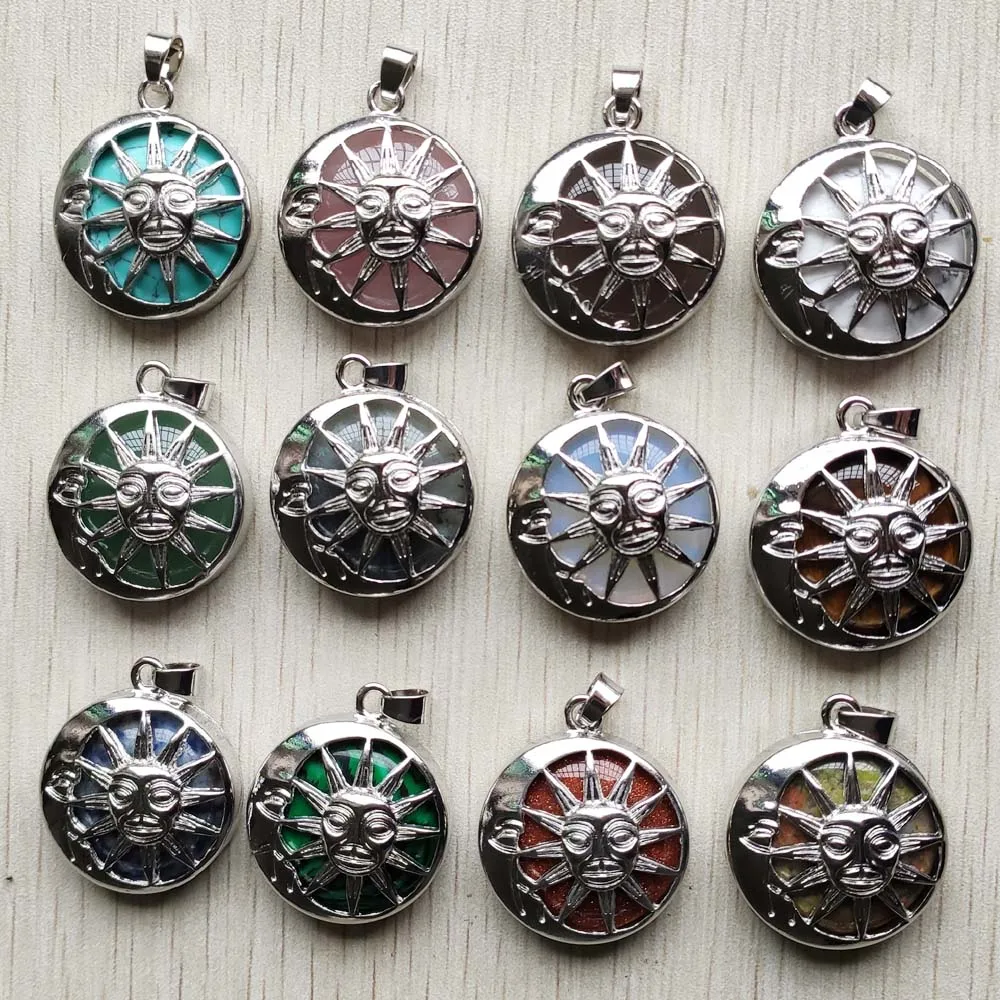 Beautiful mix Natural stone alloy Sun flower round pendants for women and men jewelry making wholesale 12pcs/lot free shipping
Beautiful mix Natural stone alloy Sun flower round pendants for women and men jewelry making wholesale 12pcs/lot free shipping