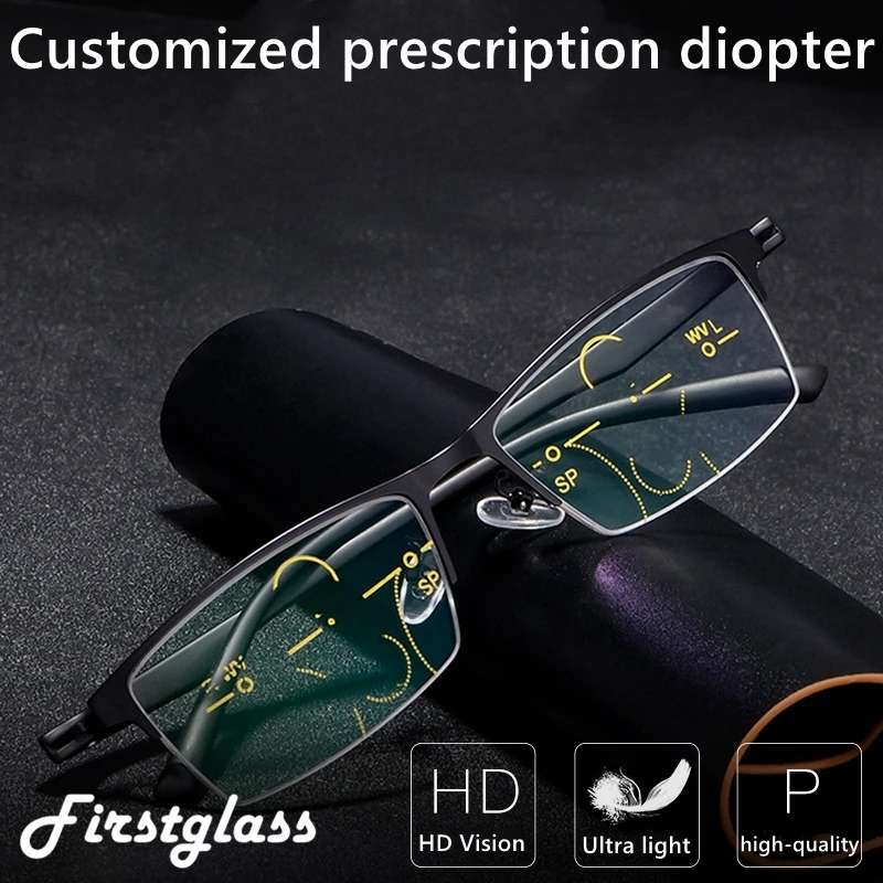 Customized Prescription Anti Blue Light Progressive Reading Glasses Multifocal Progressive Presbyopic Glasses Metal Half Frame
Customized Prescription Anti Blue Light Progressive Reading Glasses Multifocal Progressive Presbyopic Glasses Metal Half Frame