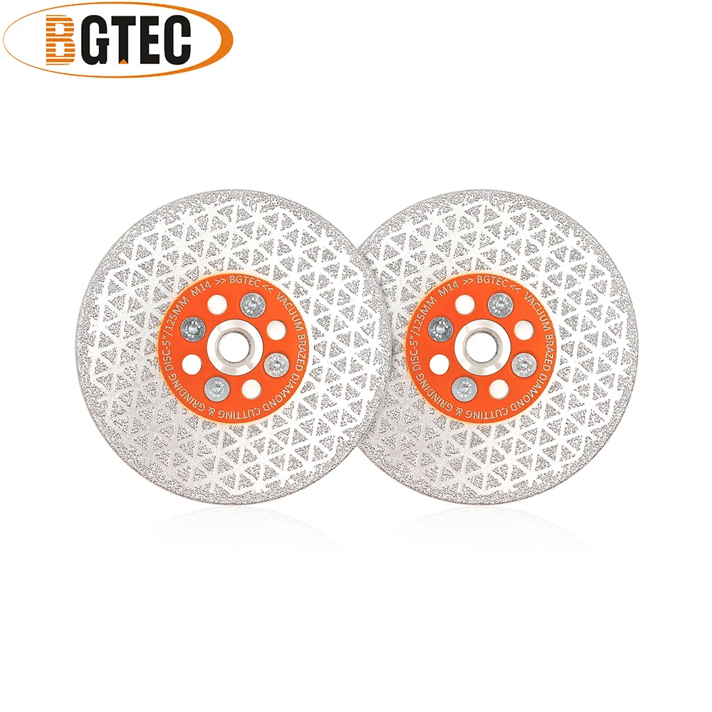 BGTEC 2pcs 5" Double Sided Vacuum Brazed Diamond Cutting & Grinding Disc With M14 Thread Premium Quality for granite, marble
BGTEC 2pcs 5" Double Sided Vacuum Brazed Diamond Cutting & Grinding Disc With M14 Thread Premium Quality for granite, marble