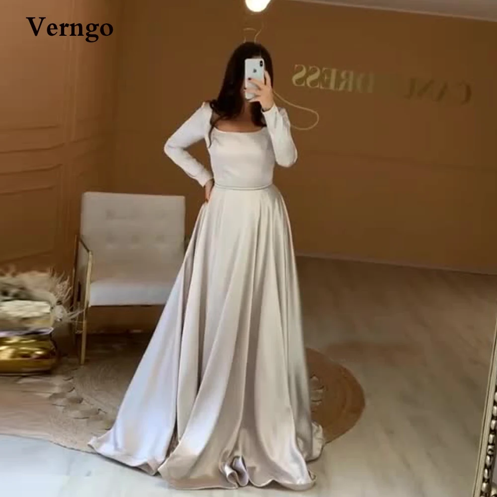 Verngo Modern Silk Satin Evening Dresses Long Sleeves Square Neck A Line 2021 Formal Prom Gown Women Simple Occasion Dress
Verngo Modern Silk Satin Evening Dresses Long Sleeves Square Neck A Line 2021 Formal Prom Gown Women Simple Occasion Dress