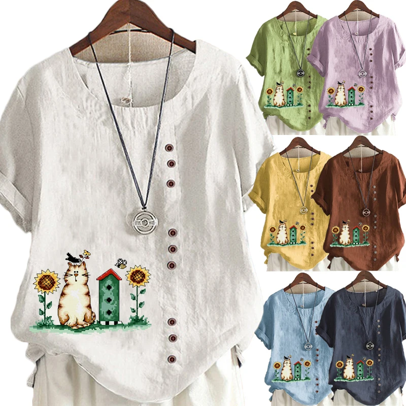 2021 the New Women Clothing Fashion Printing Short Sleeve Round Neck Pullovers Summer Shirt Loose Casual Shirt Plus Size Tops
2021 the New Women Clothing Fashion Printing Short Sleeve Round Neck Pullovers Summer Shirt Loose Casual Shirt Plus Size Tops