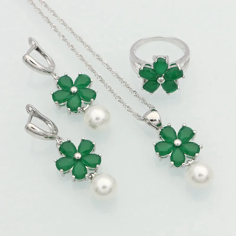 925 Sterling Silver Jewelry Green Created Emerald White Pearls Jewelry Sets For Women Anniversary Earrings/Pendant/Necklace/Ring
925 Sterling Silver Jewelry Green Created Emerald White Pearls Jewelry Sets For Women Anniversary Earrings/Pendant/Necklace/Ring
