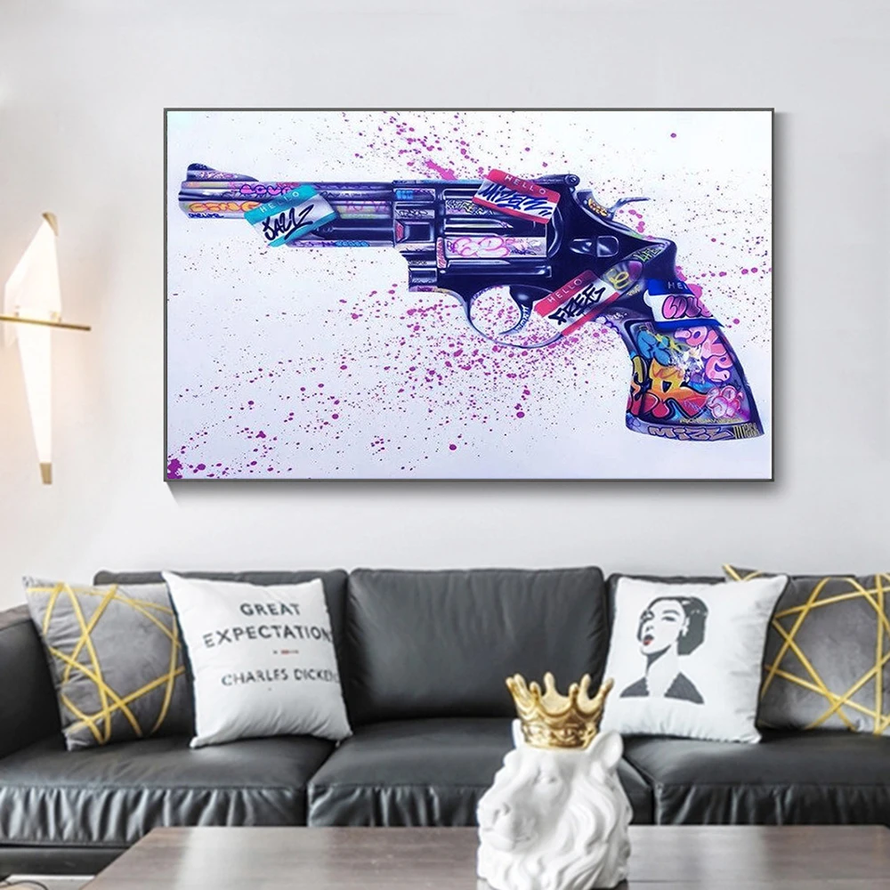 Modern Wall Art Posters and Prints Pistol Graffiti Canvas Painting Street Wall Picture Living Room Decor Home Wall Cuadros Decor
Modern Wall Art Posters and Prints Pistol Graffiti Canvas Painting Street Wall Picture Living Room Decor Home Wall Cuadros Decor