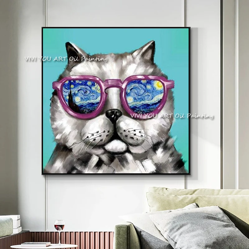 Colorful 100% Handmade Animals Fun Art Cat Canvas Oil Painting Art Posters Wall Art Pictures for Living Room Home Decoration
Colorful 100% Handmade Animals Fun Art Cat Canvas Oil Painting Art Posters Wall Art Pictures for Living Room Home Decoration