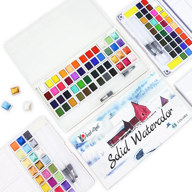 AngelMark Professional 24/36/48 Colors Solid Watercolor Paint Painting Set With Water Color Brush Pen For Drawing Art Supplies
AngelMark Professional 24/36/48 Colors Solid Watercolor Paint Painting Set With Water Color Brush Pen For Drawing Art Supplies
