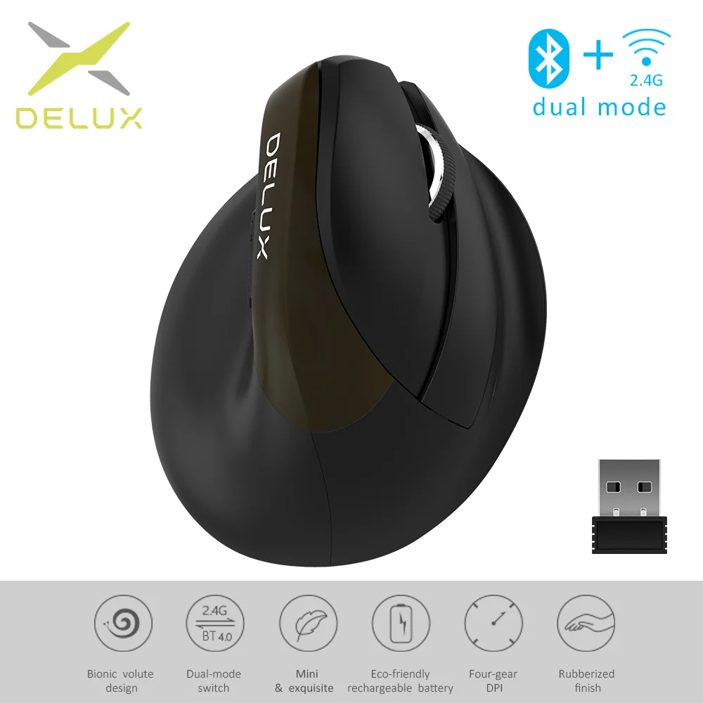 Мышь Delux M618Mini беспроводная Вертикальная аккумуляторная эргономичная с USB, 2,4 ГГц
Мышь Delux M618Mini беспроводная Вертикальная аккумуляторная эргономичная с USB, 2,4 ГГц