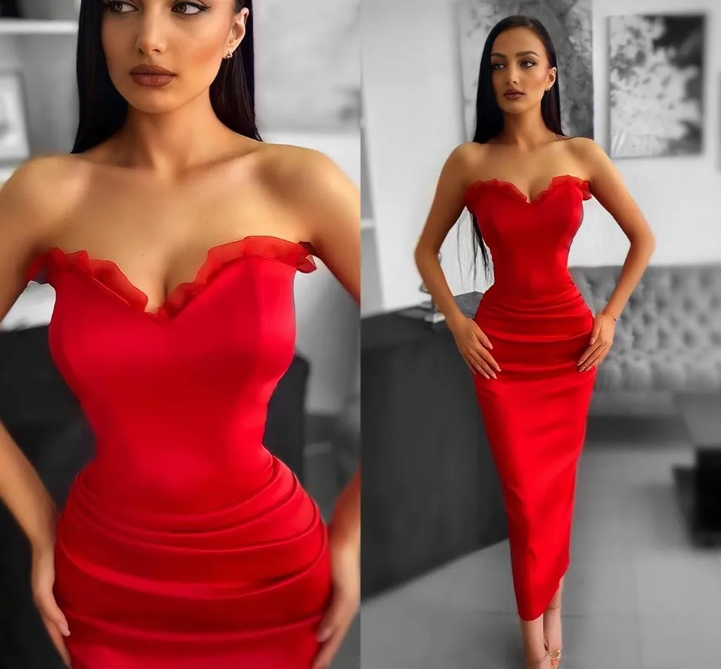 Sexy Ankle Length Red Mermaid Evening Dress Sleeveless Sweetheart Prom Party Gowns Arabic Dubai Robes De Soirée Vestidos
Sexy Ankle Length Red Mermaid Evening Dress Sleeveless Sweetheart Prom Party Gowns Arabic Dubai Robes De Soirée Vestidos