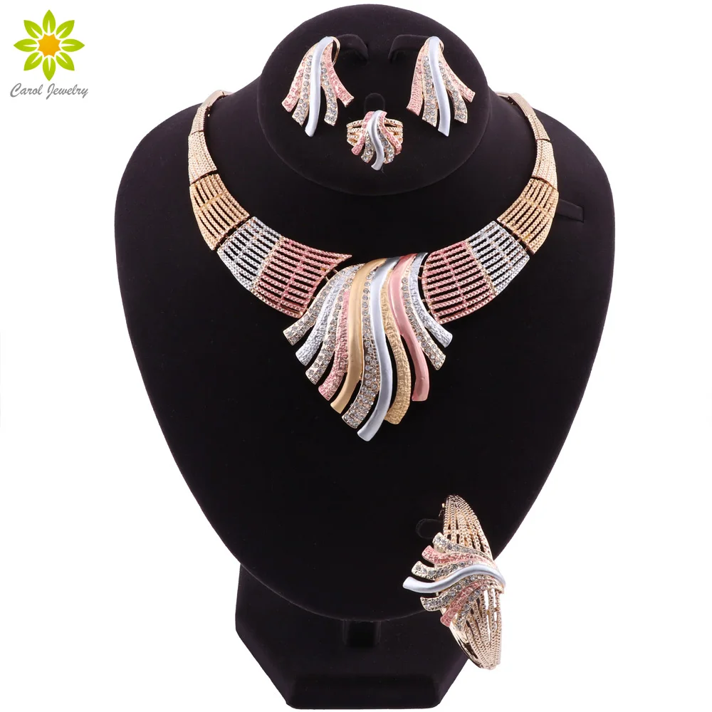 Multicolor Bridal Wedding Crystal Dubai Gold Color Jewelry Sets for Women Necklace Earrings Bracelet Ring New Indian Jewelry Set
Multicolor Bridal Wedding Crystal Dubai Gold Color Jewelry Sets for Women Necklace Earrings Bracelet Ring New Indian Jewelry Set