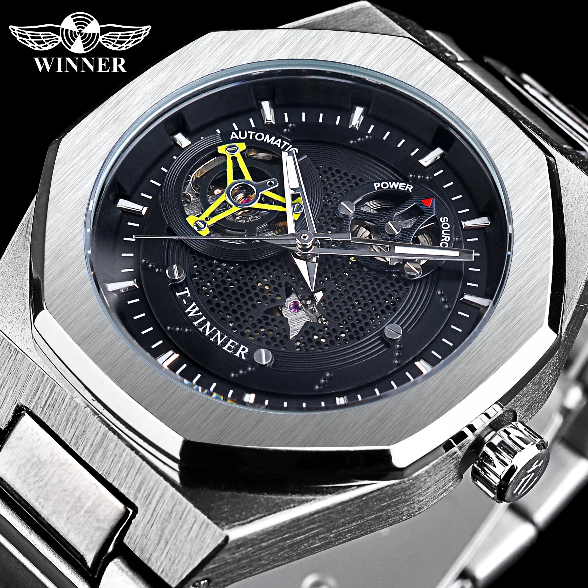 Winner Skeleton Mechanical Watch Luxury Men's Automatic Wristwatch Stainless Steel Transparent Watches Waterproof Reloj Hombre
Winner Skeleton Mechanical Watch Luxury Men's Automatic Wristwatch Stainless Steel Transparent Watches Waterproof Reloj Hombre