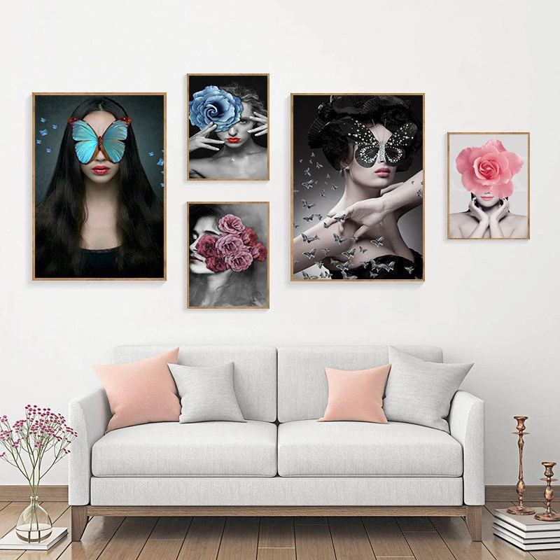 Fashion Model butterfly woman Prints Wall Art Canvas Painting Living Room Nordic Decoration
Fashion Model butterfly woman Prints Wall Art Canvas Painting Living Room Nordic Decoration
