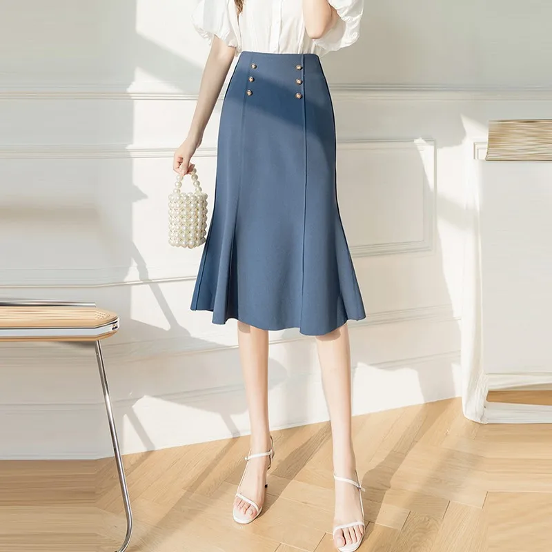 Office Lady Elegant Mermaid Skirts New Arrival 2021 Summer Fashion Korean Style Double Breasted Women A-line Long Skirt W430
Office Lady Elegant Mermaid Skirts New Arrival 2021 Summer Fashion Korean Style Double Breasted Women A-line Long Skirt W430