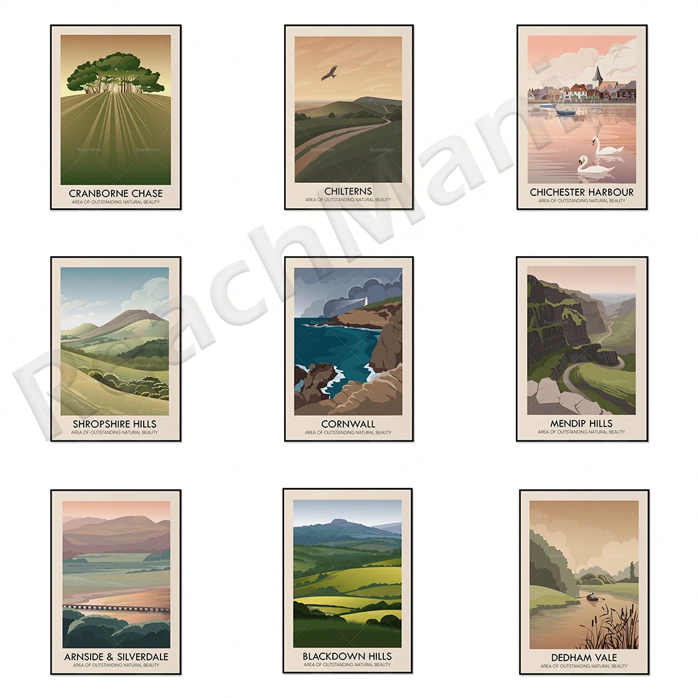 British travel poster, Shropshire Hills AONB poster, British waterfront, English countryside, Trevose Point Lighthouse, walking,
British travel poster, Shropshire Hills AONB poster, British waterfront, English countryside, Trevose Point Lighthouse, walking,