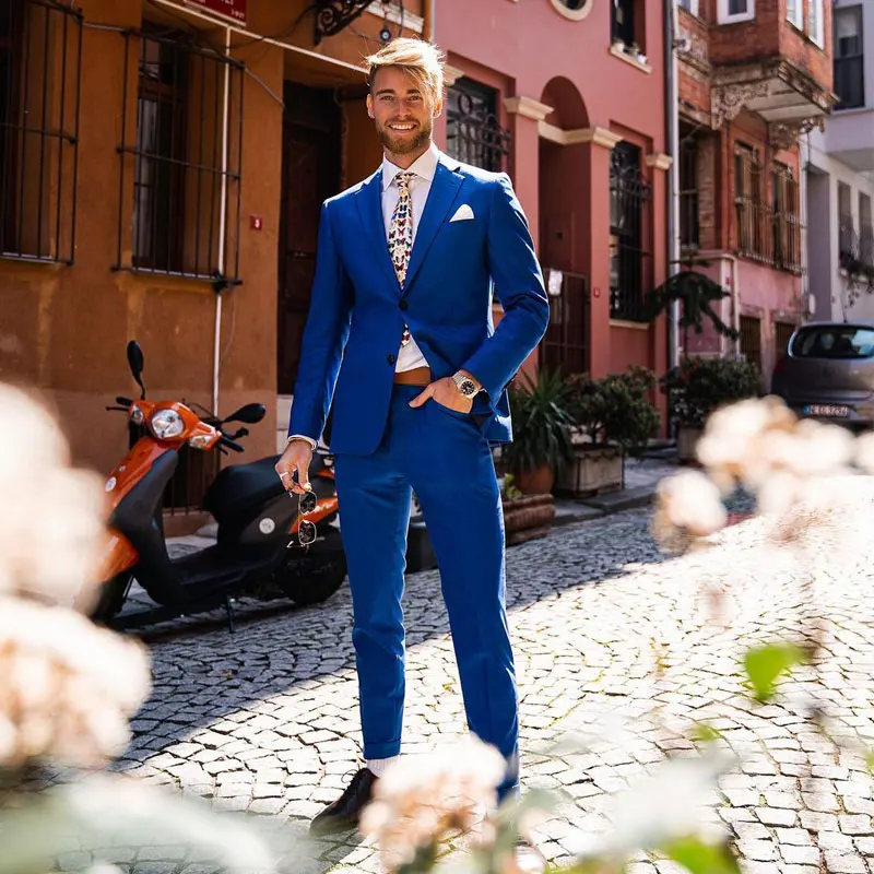 Royal Blue Slim Fit Men's Suit Notched Lapel For Wedding Blazers Custom Made Male Tuxedos Groom Wear Prom Jackets With Pants
Royal Blue Slim Fit Men's Suit Notched Lapel For Wedding Blazers Custom Made Male Tuxedos Groom Wear Prom Jackets With Pants