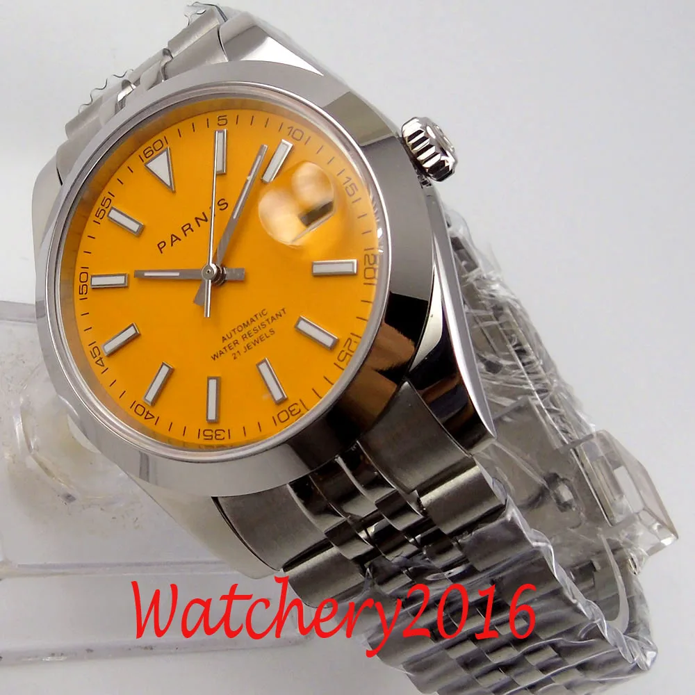 Parnis 39.5mm sapphire Orange dial sapphire date Miyota 8215 Automatic movement Men's Watch
Parnis 39.5mm sapphire Orange dial sapphire date Miyota 8215 Automatic movement Men's Watch