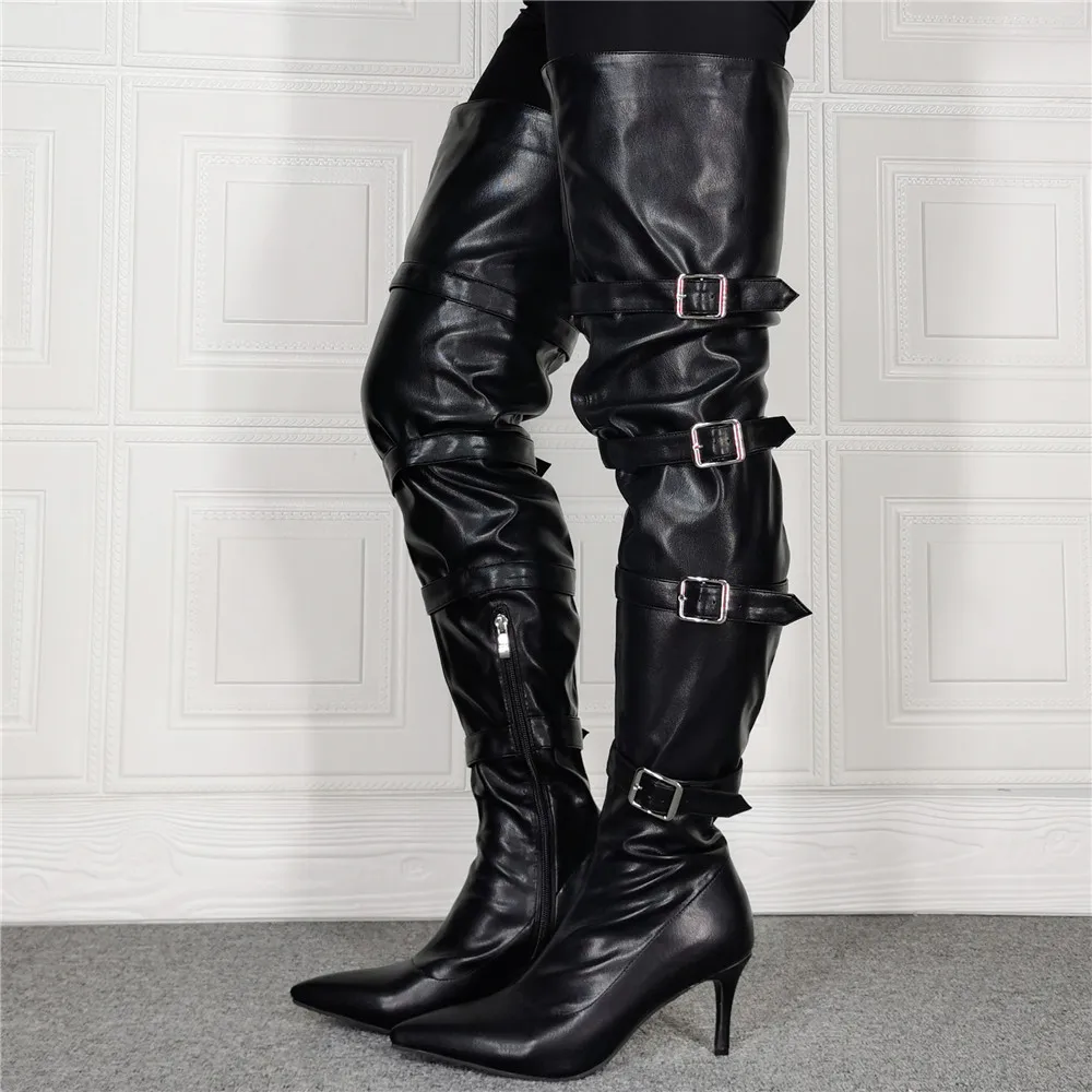 Thigh High Boots Stiletto Heels Sexy Full Zipper Belt Over-the-knee Long Boots Lacquered Patent Black Plus Size 36-47 shoes
Thigh High Boots Stiletto Heels Sexy Full Zipper Belt Over-the-knee Long Boots Lacquered Patent Black Plus Size 36-47 shoes