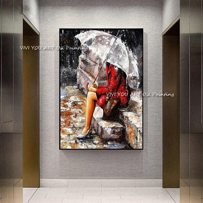 100% Handmade Dropshipping The Red Skirt Women in the Rain Figure Paint Handmade Oil Painting Wall Art Picture Home Decor
100% Handmade Dropshipping The Red Skirt Women in the Rain Figure Paint Handmade Oil Painting Wall Art Picture Home Decor