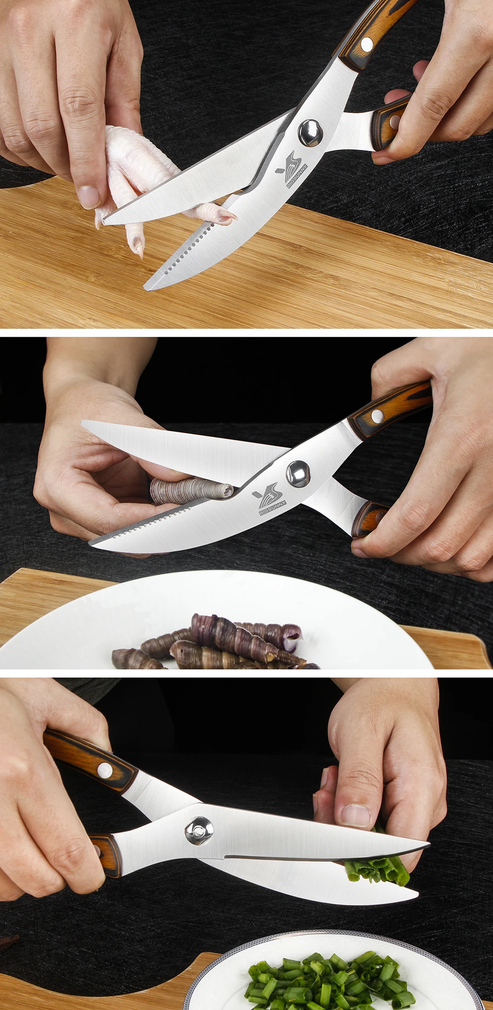 BIGSUNNY High Quality Strong Kitchen Shears Stainless Steel Poultry Fish Chicken Bone Scissors Kitchen Useful Tools
BIGSUNNY High Quality Strong Kitchen Shears Stainless Steel Poultry Fish Chicken Bone Scissors Kitchen Useful Tools