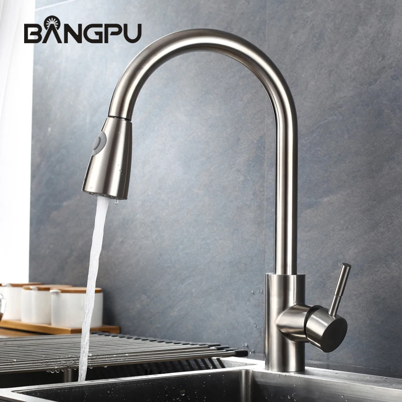 Kitchen Pull Out Faucet Brushed Nickel, Kitchen Faucet with Pull Down Spout Deck Mounted Single Handle Sink Faucet Single Hole
Kitchen Pull Out Faucet Brushed Nickel, Kitchen Faucet with Pull Down Spout Deck Mounted Single Handle Sink Faucet Single Hole